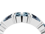 Round and Baguette Aquamarine Anniversary Band in White gold with Channel and Prong Setting_4