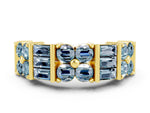 Round and Baguette Aquamarine Anniversary Band in Yellow gold with Channel and Prong Setting