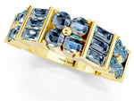 Round and Baguette Aquamarine Anniversary Band in Yellow gold with Channel and Prong Setting_1