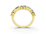 Round and Baguette Aquamarine Anniversary Band in Yellow gold with Channel and Prong Setting_3