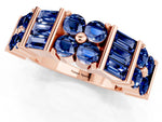 Round and Baguette Blue Sapphire Anniversary Band in Rose gold with Channel and Prong Setting_1
