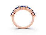 Round and Baguette Blue Sapphire Anniversary Band in Rose gold with Channel and Prong Setting_3