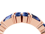 Round and Baguette Blue Sapphire Anniversary Band in Rose gold with Channel and Prong Setting_4