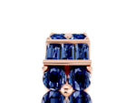 Round and Baguette Blue Sapphire Anniversary Band in Rose gold with Channel and Prong Setting_5
