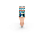 Round and Baguette Blue Topaz Anniversary Band in Rose gold with Channel and Prong Setting_2