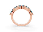 Round and Baguette Blue Topaz Anniversary Band in Rose gold with Channel and Prong Setting_3