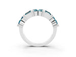 Round and Baguette Blue Topaz Anniversary Band in Silver with Channel and Prong Setting_3