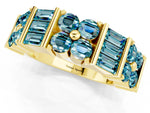 Round and Baguette Blue Topaz Anniversary Band in Yellow gold with Channel and Prong Setting_1