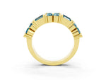 Round and Baguette Blue Topaz Anniversary Band in Yellow gold with Channel and Prong Setting_3