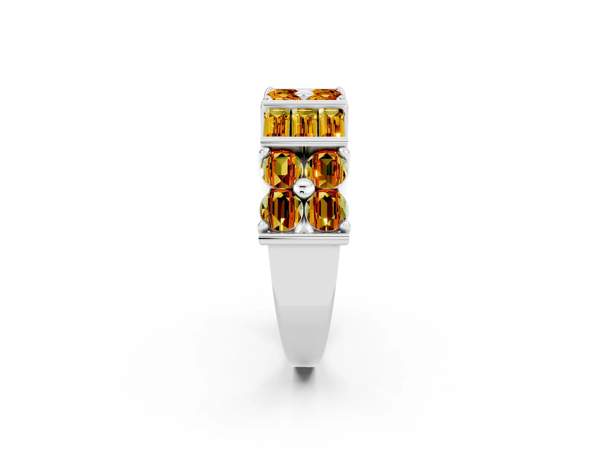 Round and Baguette Citrine Anniversary Band in Silver with Channel and Prong Setting_2