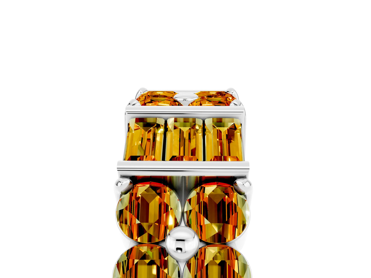 Round and Baguette Citrine Anniversary Band in Silver with Channel and Prong Setting_5