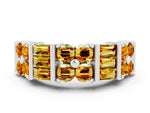 Round and Baguette Citrine Anniversary Band in White gold with Channel and Prong Setting