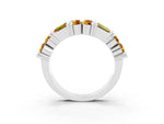 Round and Baguette Citrine Anniversary Band in White gold with Channel and Prong Setting_3