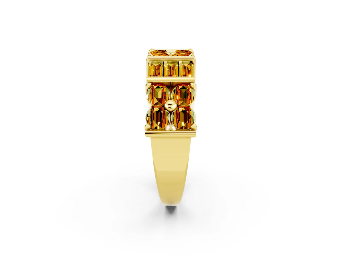 Round and Baguette Citrine Anniversary Band in Yellow gold with Channel and Prong Setting_2