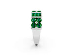Round and Baguette Emerald Anniversary Band in Silver with Channel and Prong Setting_2
