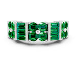 Round and Baguette Emerald Anniversary Band in White gold with Channel and Prong Setting
