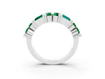Round and Baguette Emerald Anniversary Band in White gold with Channel and Prong Setting_3