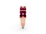 Round and Baguette Garnet Anniversary Band in Rose gold with Channel and Prong Setting_2