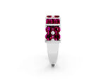 Round and Baguette Garnet Anniversary Band in White gold with Channel and Prong Setting_2