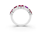 Round and Baguette Garnet Anniversary Band in White gold with Channel and Prong Setting_3