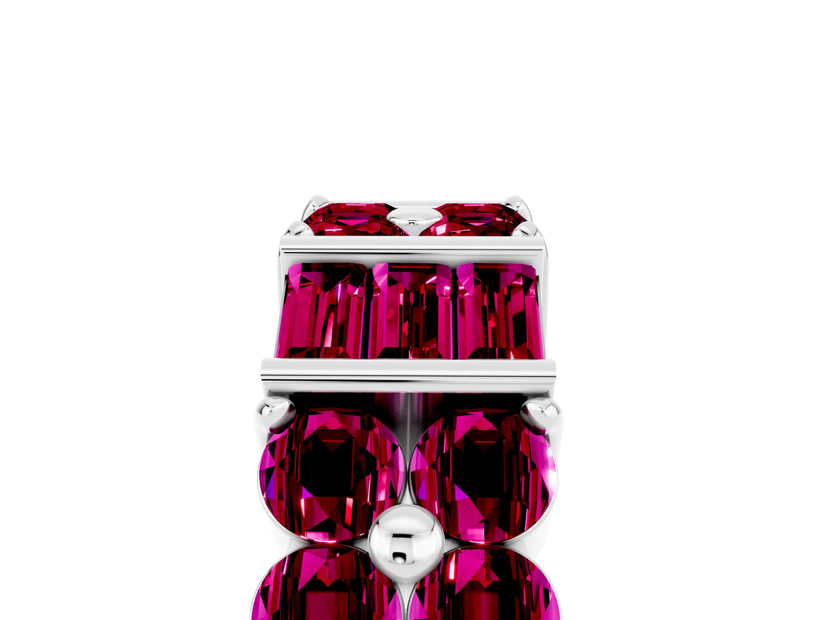 Round and Baguette Garnet Anniversary Band in White gold with Channel and Prong Setting_5