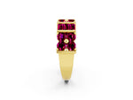 Round and Baguette Garnet Anniversary Band in Yellow gold with Channel and Prong Setting_2
