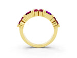 Round and Baguette Garnet Anniversary Band in Yellow gold with Channel and Prong Setting_3