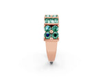 Round and Baguette Green Sapphire Anniversary Band in Rose gold with Channel and Prong Setting_2