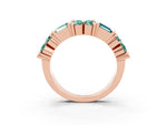 Round and Baguette Green Sapphire Anniversary Band in Rose gold with Channel and Prong Setting_3