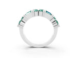 Round and Baguette Green Sapphire Anniversary Band in Silver with Channel and Prong Setting_3