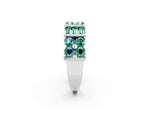 Round and Baguette Green Sapphire Anniversary Band in White gold with Channel and Prong Setting_2
