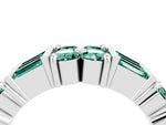 Round and Baguette Green Sapphire Anniversary Band in White gold with Channel and Prong Setting_4