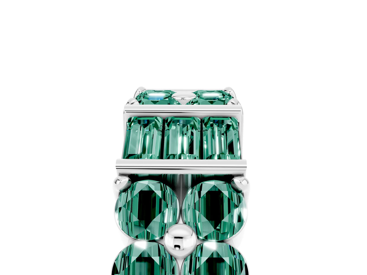 Round and Baguette Green Sapphire Anniversary Band in White gold with Channel and Prong Setting_5