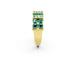 Round and Baguette Green Sapphire Anniversary Band in Yellow gold with Channel and Prong Setting_2