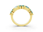 Round and Baguette Green Sapphire Anniversary Band in Yellow gold with Channel and Prong Setting_3