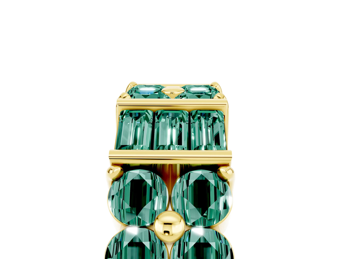 Round and Baguette Green Sapphire Anniversary Band in Yellow gold with Channel and Prong Setting_5