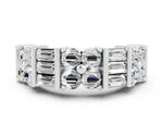 Round and Baguette Moissanite Anniversary Band in Platinum with Channel and Prong Setting