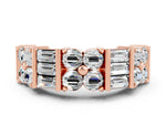 Round and Baguette Moissanite Anniversary Band in Rose gold with Channel and Prong Setting