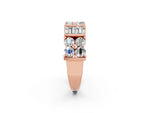 Round and Baguette Moissanite Anniversary Band in Rose gold with Channel and Prong Setting_2