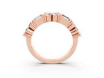Round and Baguette Moissanite Anniversary Band in Rose gold with Channel and Prong Setting_3
