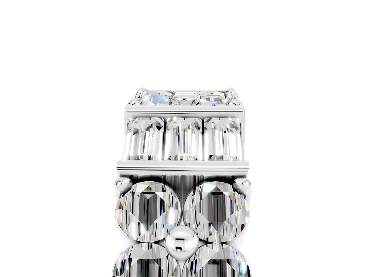 Round and Baguette Moissanite Anniversary Band in White gold with Channel and Prong Setting_5