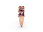 Round and Baguette Morganite Anniversary Band in Rose gold with Channel and Prong Setting_2