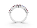 Round and Baguette Morganite Anniversary Band in White gold with Channel and Prong Setting_3