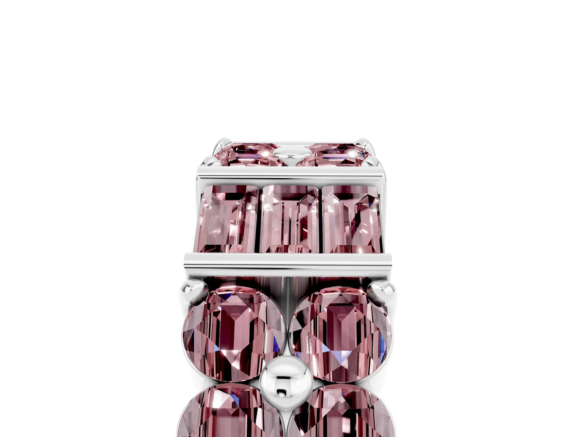 Round and Baguette Morganite Anniversary Band in White gold with Channel and Prong Setting_5