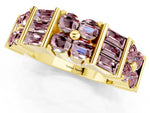Round and Baguette Morganite Anniversary Band in Yellow gold with Channel and Prong Setting_1