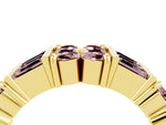 Round and Baguette Morganite Anniversary Band in Yellow gold with Channel and Prong Setting_4