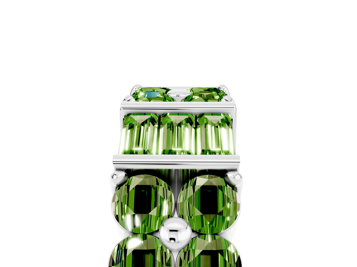 Round and Baguette Peridot Anniversary Band in Platinum with Channel and Prong Setting_5
