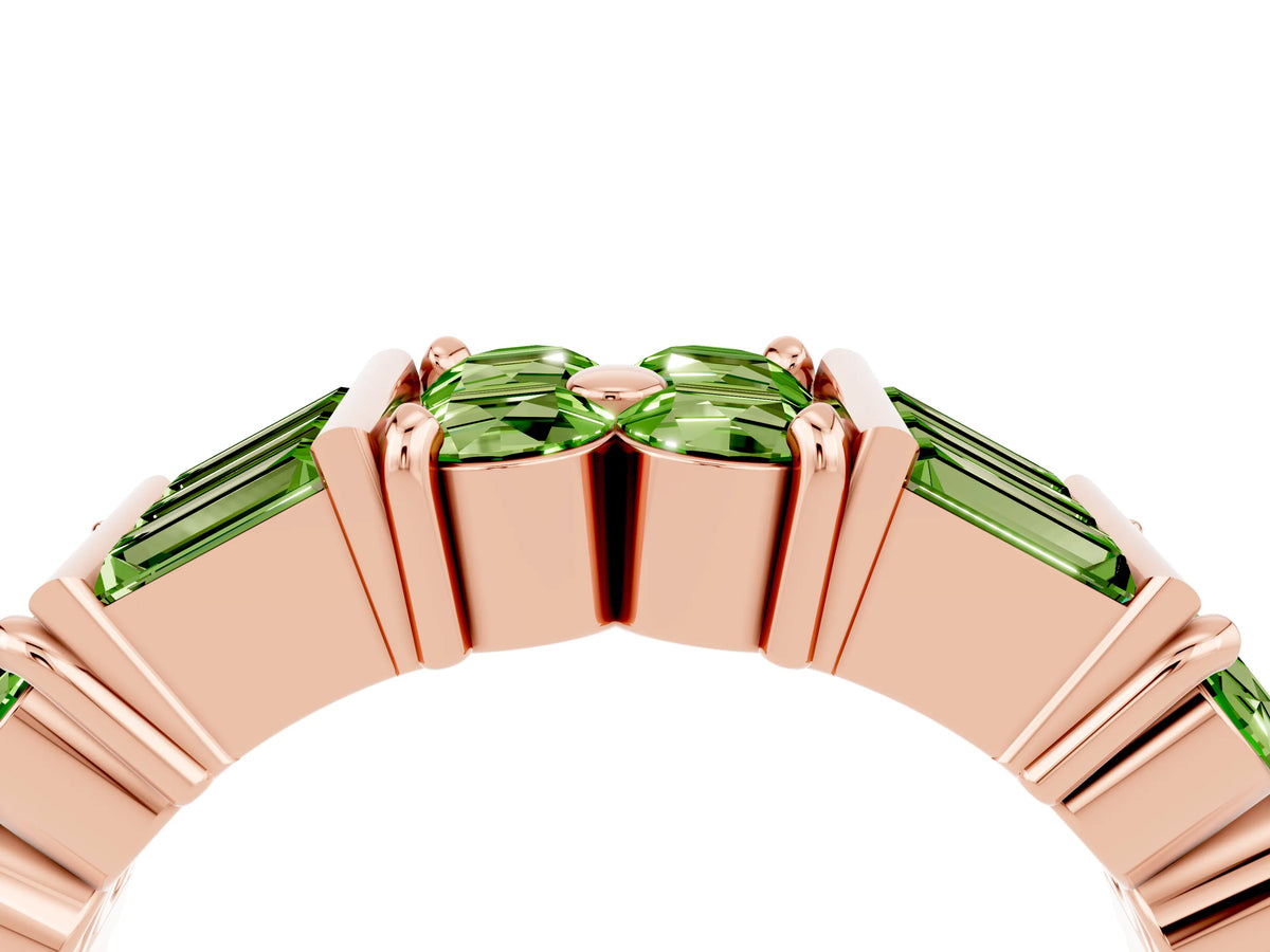 Round and Baguette Peridot Anniversary Band in Rose gold with Channel and Prong Setting_4