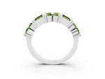Round and Baguette Peridot Anniversary Band in Silver with Channel and Prong Setting_3