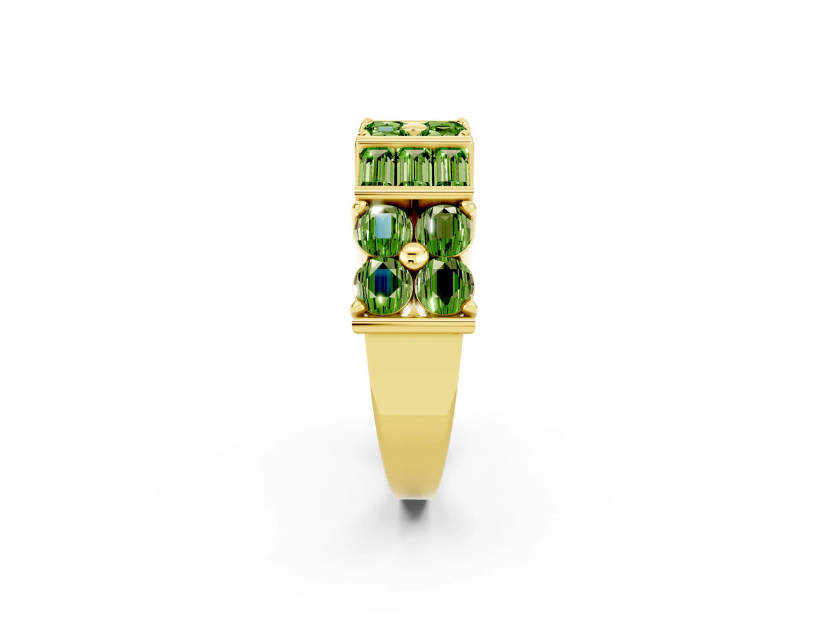 Round and Baguette Peridot Anniversary Band in Yellow gold with Channel and Prong Setting_2